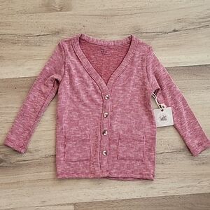 NWT Woodmouse & Thistle Baby Ribbed Stretch Cardigan Berry Red 12-24m